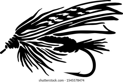 Download Fly Fishing Lure Black White Stock Vector Royalty Free 1545578474