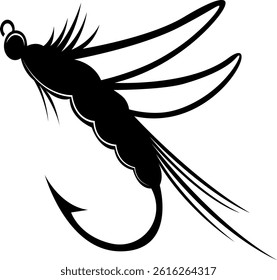 Fly fishing lure icon, Outdoor equipment symbol,vector illustration of a fish
