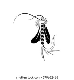 Fly fishing lure vector design template