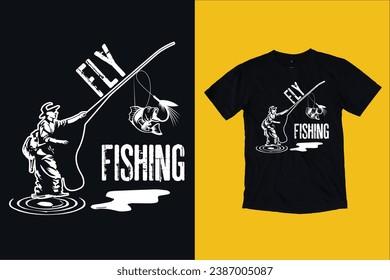Fly fishing t-shirt design | Vector