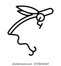 Fly Fishing Vector Line Icon Design
