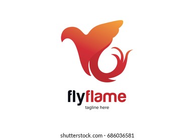 Fly Flame Logo Template Design Vector, Emblem, Design Concept, Creative Symbol, Icon