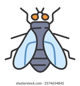 Fly flat icon isolated on white background. Insect vector illustration.