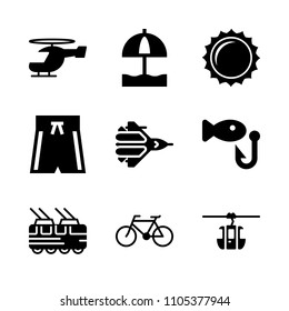 fly, flat, rope and relax icons in Travel vector set. Graphics for web and design