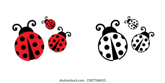 Fly flying ladybug. Vector dotted or polka dot pattern. Let spring begin. ladybug sign represents protection, resistance, luck and prosperity, but also the symbol of senseless violence.