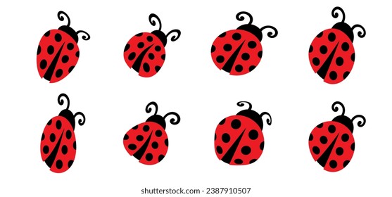 Fly flying ladybug. Vector dotted or polka dot pattern. Let spring begin. ladybug sign represents protection, resistance, luck and prosperity, but also the symbol of senseless violence.