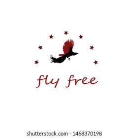 fly free, red winged bird of paradise vector