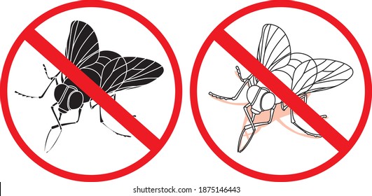 Fliegenfreie Zone-Markierungsschild zeichnen Vektorgrafik zur Illustration