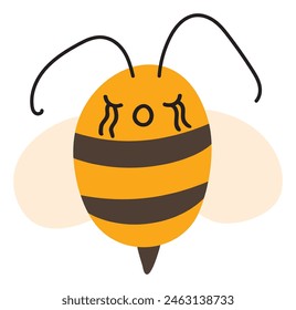 Fly frustrated Bee Emoji Icon. Cute kid character. Object summer Symbol flat Vector Honey Art. Cartoon element for web or typographic design, poster