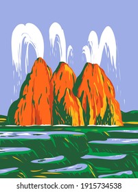 Fly Geyser or Fly Ranch Geyser Located in Black Rock Desert Washoe County Nevada WPA Poster Art