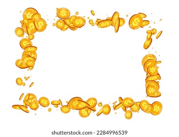 Fly Gold Coin Vector White Background. Metal Confetti Flow Banner. Golden Finance Design. Rich Money Flyer.