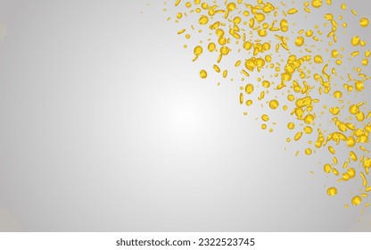Fondo gris vectorial de la divisa del oro de la mosca. Afiche volador de chaqueta metálica. Tarjeta de dinero brillante. Volante De Confetti Caída.