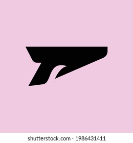 Diseño de la ilustración del vector de pájaro con logotipo de pistola de vuelo. símbolo de identidad de marca mínimo e inteligente.