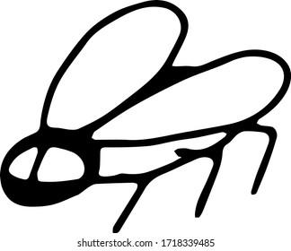 fly hand drawn in doodle style. element scandinavian monochrome minimalism simple vector element. insect, summer. design card, sticker, poster icon