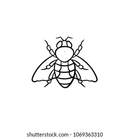 Fly hand drawn outline doodle icon. Vector sketch illustration of fly for print, web, mobile and infographics isolated on white background.