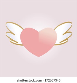 Fly heart valentine logo concept