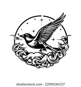 Fly high with our captivating bird tattoo design. This stunning illustration features intricate details that will make your skin soar