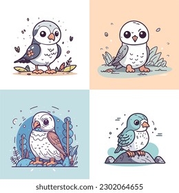 Fly high with these cute eagle and falcon cartoon illustrations, perfect for nature-themed designs and products