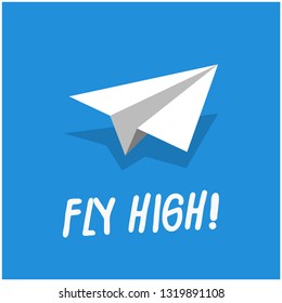 Fly High Typography with paper Plane Illustration