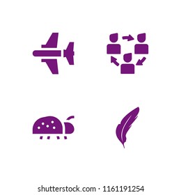 fly icon. 4 fly set with aircraft, flow, ladybug and feather vector icons for web and mobile app - Powered by Shutterstock - Get 15% off with code: PIKWIZARD15