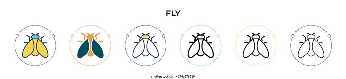 Fly Icon In Filled, Thin Line, Outline And Stroke Style. Vector Illustration Of Two Colored And Black Fly Vector Icons Designs Can Be Used For Mobile, Ui, Web