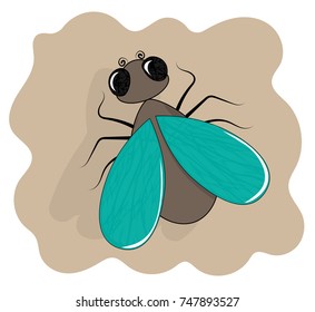 Fly icon flat cartoon insect .