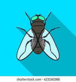 Fly icon in flat style isolated on white background. Insects symbol stock vector illustration.