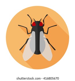 Fly icon flat vector insect sign/symbol/sticker. For mobile user interface