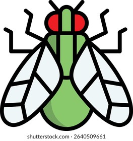 fly icon illustration design with filled outline, this is not made from any AI generation