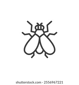 Fly, icon in line design. Fly, insect, wings, pest, bug, airborne, anatomy on white background vector. Fly, editable stroke icon