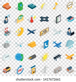 Fly icons set. Isometric style of 36 fly vector icons for web for any design