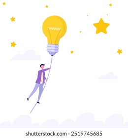 Vuela con concepto de idea. Inspiración o imaginación para crear nuevas ideas innovadoras. Ilustración vectorial.