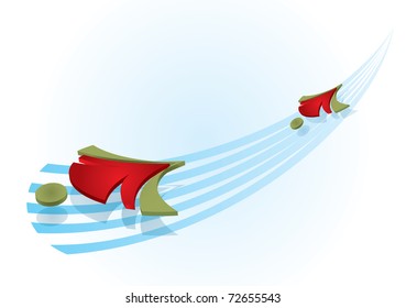 Fly, illustration with abstract form and background