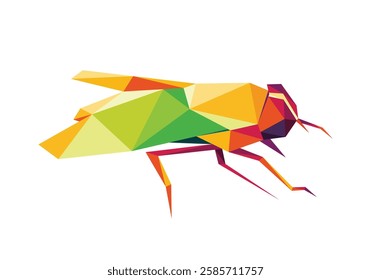 Fly Insect in Colorful Polygonal Low Poly Vector. Fly insect animal colorful abstract logo. Fly Animal Illustration graphic vector