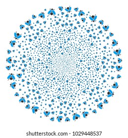 Fly Insect exploding sphere. Object pattern made from scattered fly insect icons as fireworks cluster. Vector illustration style is flat iconic symbols.
