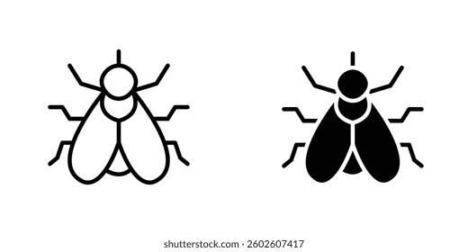 Fly insect flat Icons in line outline and flat solid style on white background