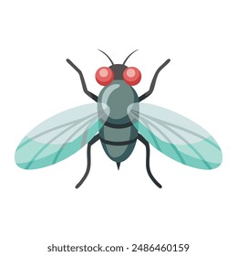 Fly insect flat vector illustration on white background.