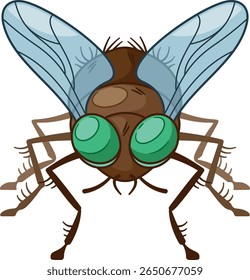 Fly insect front view vector illustration
