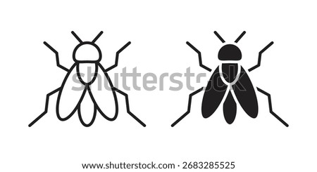 Fly insect icon clipart and lineart vector symbols