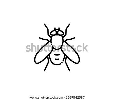 Fly insect icon in line design. Fly, insect, wings, pest, bug, airborne, anatomy on white background vector. editable stroke icon