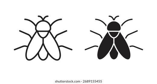 Fly insect icon vector in simple flat design, outline.
