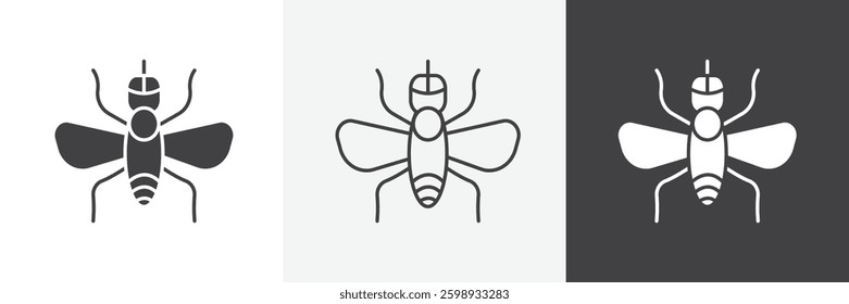 Fly insect icons in Thin line black color. flat simple vector symbols illustration.