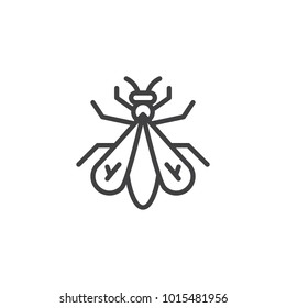 Fly Insect Line Icon, Outline Vector Sign, Linear Style Pictogram Isolated On White. Symbol, Logo Illustration. Editable Stroke