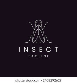 Icono de línea de insectos volantes, signo de vector de contorno, pictograma lineal aislado