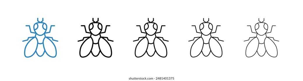 Fly insect liner icon vector set.