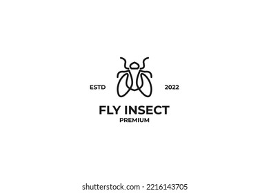 Fly insect outline logo design vector illustration