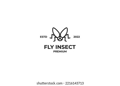 Fly insect outline logo design vector illustration