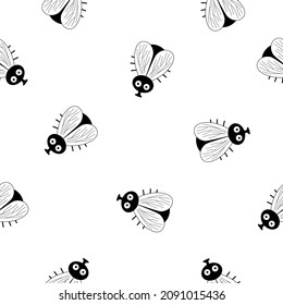 fly insect seamless pattern background sketch engraving vector illustration.