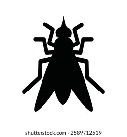 Fly insect silhouette isolated on white, vector design