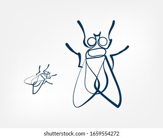 fly insect vector art line isolated doodle illustration